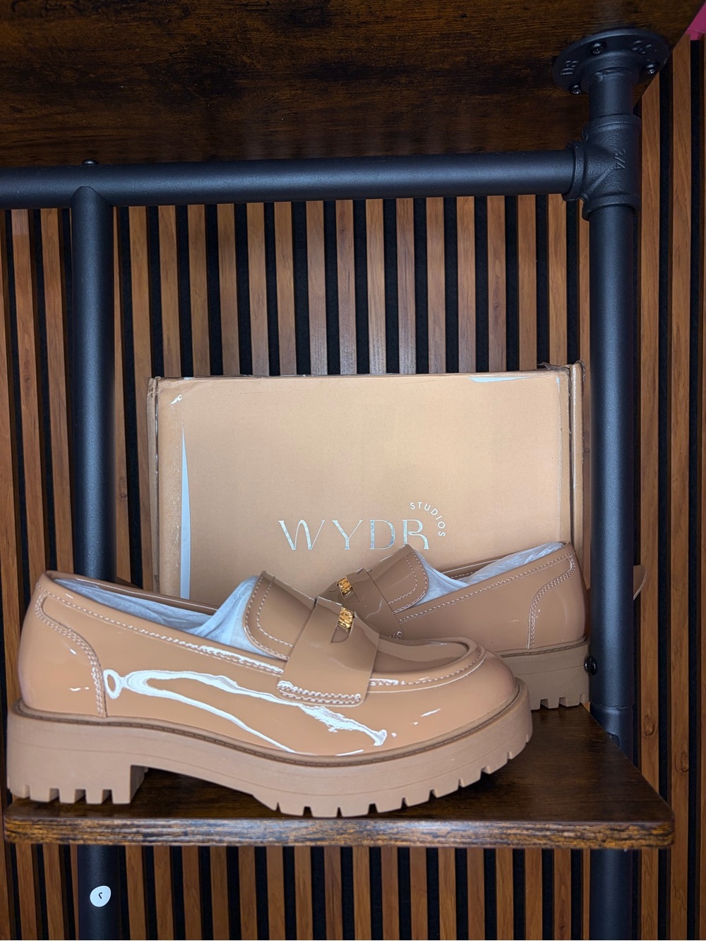 WYDR Patent Leather Chunky Loafers in Nude